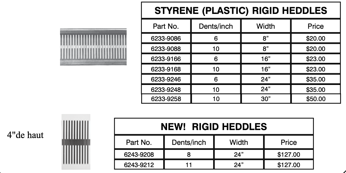 Reeds for Lerclerc Bergere Rigid Heddle Loom