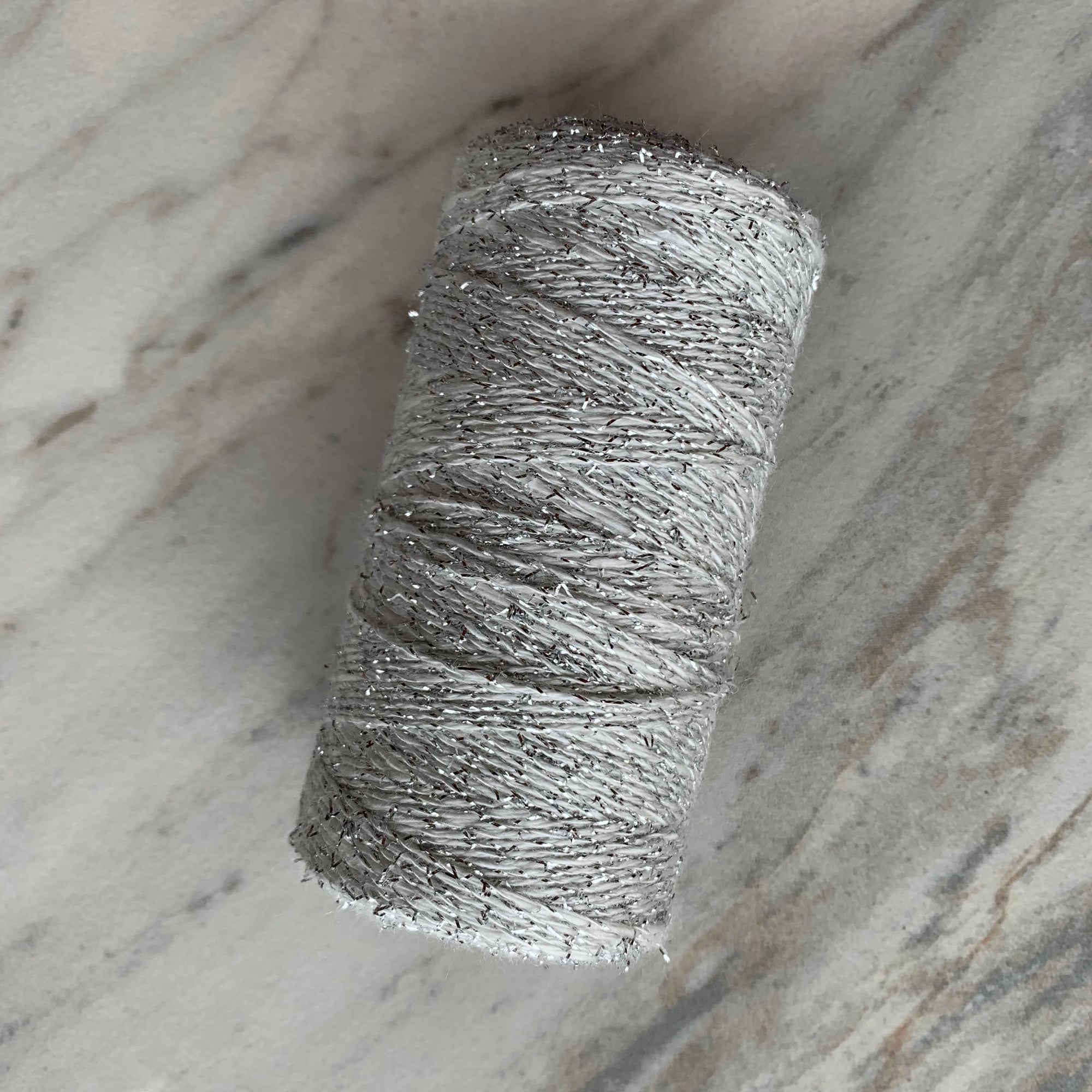 Cotton Boucle with Metallic 100g - Silver (Argent)