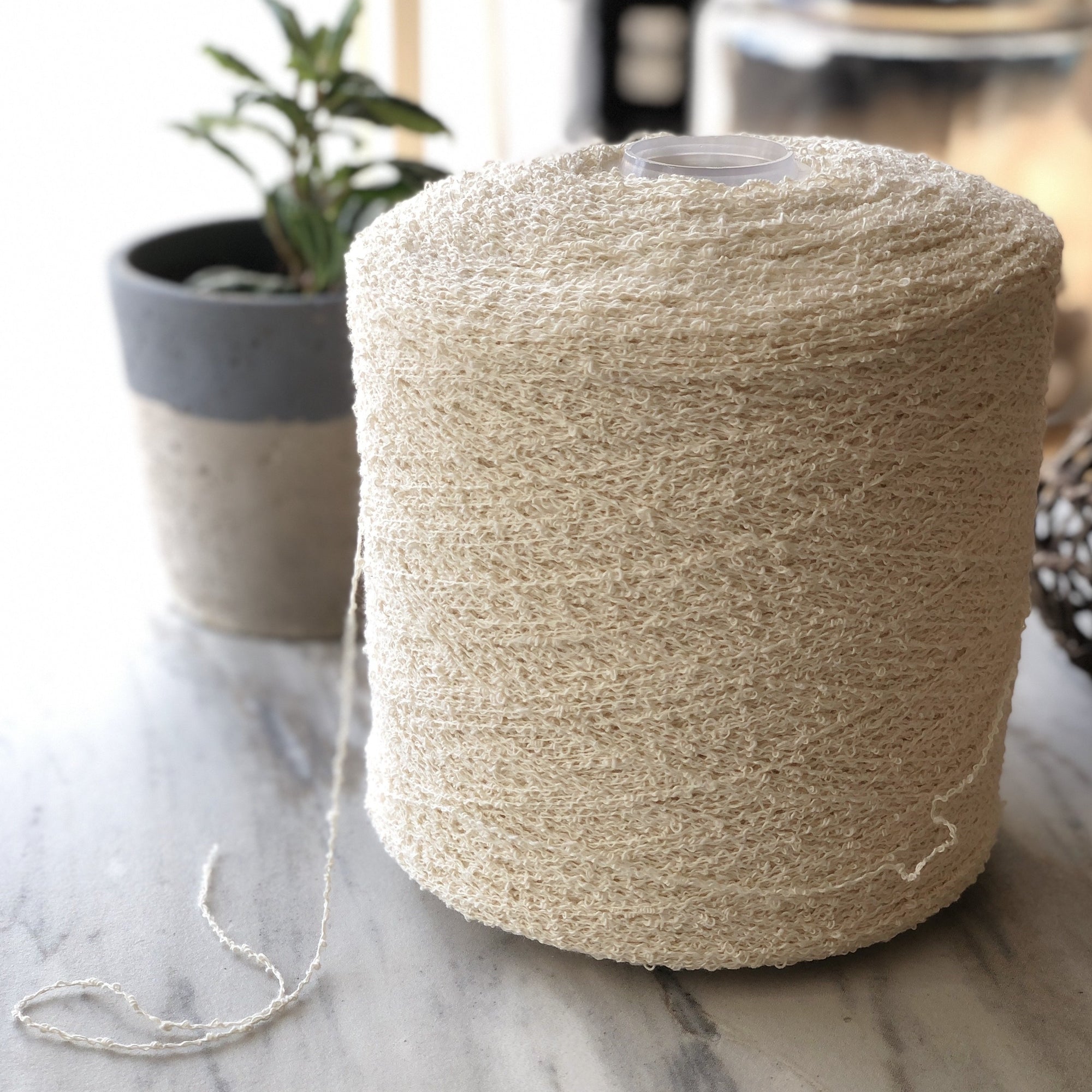 Cotton Boucle - 2 lb Cone Natural/White - GATHER Textiles Inc.